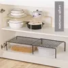 Organizzatori per scaffali per armadietto Set espandibile impilabile di 2 ripiani da cucina in metallo Mini rack di stoccaggio retrattile 211112