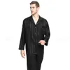 Mens Silk Satin Pajamas Set Pajama Pyjamas Set Sleepwear Set Loungewear S,M,L,XL,2XL,3XL,4XL Plus Striped Black 211111
