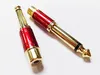 Audio Connectors, Golden Plated 1/4" 6.35mm Mono Male plug to RCA Female jack Adapter with RED Shell/10PCS