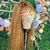 Peru Remy Wig Bal Sarışın Kinky Kıvırcık Pansprent 360 Frontal İnsan Saç Perukları 180 İşlem Gllueless Dantel Ön Tam Uç