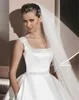 Voile de mariée Long en Satin pour femmes, 2 couches, 3 mètres, bord en Satin, Tulle blanc ivoire, accessoires de mariage, X07267780383