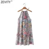 Women Vintage Totem Cashew Nuts Flower Print Halter Mini Dress Female Chic Bohemian Vestidos Casual Clothing DS8322 210420