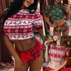 Mulheres Pijama de Natal Conjuntos Casuais de Manga Curta Crop Tops Shorts 2 Pcs Xmas Floco de Neve Elk Imprimir Outono Homewear Roupas 210522