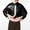 Za Kvinnor Jacka Höst Fashion Fleece Imitation Leather Jacket Coat Vintage Långärmad Kvinnlig Ytterkläder Chic Toppar 211118