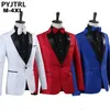 PYJTRL Männer Royal Blau Weiß Rot Jacquard Bühne Kostüme Sänger Hochzeit Anzug Jacke Männer Blazer Designs Jaqueta Masculino Slim Fit x0628