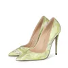 Marbling Women Pumps Shoes Comfortable Pointy Toe Heels Green For Thin Heel Sexy Formal Ladies Office Dress