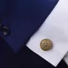SAVOYSHI haute qualité chemise boutons de manchette pour hommes rond Bronze Vintage motif métal boutons de manchette cadeau gravure nom