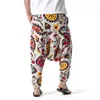 Homens Baggy Hippie Boho Yoga Harem Calças Floral Imprimir Calças De Crotch Calças Casuais Respirável Algodão Linho Sweatpants 210522