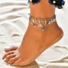 LETAPI Vintage Multiple Layers Anklets For Women Retro Elephant Leaves Bead Pendant Foot Jewelry Barefoot Sandals Ankle Bracelet