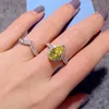 Ins Choucong Brand Wedding Rings Luxury Jewelry 925 Sterling Silver Yellow Water Drop 5A Cubic Zircon Eternity Party Women Engagem258T