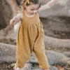 Summer Girls Romper Baby Sleeveless Sling One-piece Yellow Dotted Fashion Floral Rompers Jumpsuits Kids Clothing HH423JY3