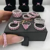 2021 New Luxury Fashion 925 Sterling Silver Pink Engagement Wedding Band Eternity Ring for Women Christmas Gift Love Jewelry Z2 Q0153544