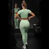 Naadloze dames trainingspakken yoga set workout shirts sportbroek bh gym kleding korte crop top top taille lures leggings sport