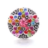 Wholesale Fashion Rhinestone Ginger Snap Button Clasp Jewelry Findings Women Men Red blue pink Zircon Charms 18MM Metal Snaps Buttons factory supplier