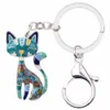 BonsNy Metal Enamel katt kattunge nyckelkedja nyckelringar ringar för kvinnor tjejer gåvor handväska hängsmycke djur smycken bil ny dekoration g1019