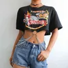Heyoungirl Корейский панк с коротким рукавом футболка для женщин черный хараджуку хлопчатобумажная футболка дамы напечатанные вершины с цепями уличные лето 210330