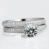 Wedding Rings A Pair Fashion Silver Color Shining Rhinestone Crystal For Couples Lovers Romantic Finger Jewelry Accessories