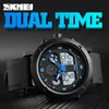 Skmei Outdoor Sport Horloge Heren Dial Horloges Military 5bar Waterdicht Lichtgevend Dual Display Polshorloge Montre Homme 1514 X0524