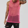 T-shirts pour hommes hommes sans manches maille Sexy réservoir ajouré résille voir à travers haut tenue de club homme Hipster discothèque gilet maillot de corps