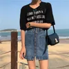 Denim Skirt Zipper Hög midja A-Line Mini Street Fickor Koreansk stil Jeans Fashion Woman s Mujer 210428