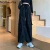 Nomikuma Koreański Streetwear Spodnie Cargo Kobiety Joggers Solid Color High Waist Spodnie Solidne Kolor Casual Luźne Pantalones 210514