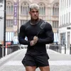 Hommes Gym Fitness T-shirt Compression Maigre Bodybuilding t-shirt Muscle Automne À Manches Longues Sport Entraînement Tee Tops Marque Vêtements 210421