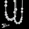 1 nouveau charme de mode glacé Bling 8mm rond grand collier de perles chaîne de luxe Hip Hop bijoux tour de cou pour les femmes cadeau amoureux X0509