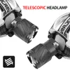 Высокая мощность XHP99 Super Bright LED Head Lamp Fame Falklamps Телескопический Zoom IP64 Водонепроницаемый с заряженным дисплеем