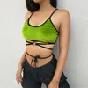 Kvinnors tankar Kvinnor Camis Crop Top Bandage ￤rml￶s Polyester Green Women Dancing Halter Vest f￶r Streetwear