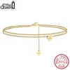 Effie Queen Layered Letter & Satellite Chain Anklet Heart Initial Ankle Bracelets for Women Girls Beach Foot Jewelry Gifts SA18