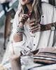 Boho Inspirowane Długie Roll Up Shirt Kobiety Luźne Plaża Tunika Top Okładki V-Neck Button Asymetryczny Bluzka Bikini Przykryj White T200720