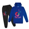 Модная дизайнерская детская одежда Tiktok Sportswear из двух частей. Спортивный костюм с капюшоном для 100170 детей, детей-подростков 6294297