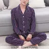 Men Pajamas Sets Satin Pyjamas Nightwear Sleepwear Underwear Long Sleeve Striped Printed Casual Spring Autumn Winter SA0706 210901