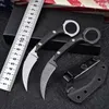 Coltello Karambit a lama fissa di alta qualità D2 Lame per lavaggio in pietra bianca / nera Coltelli ad artiglio con impugnatura G10 completa con Kydex