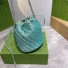 women shoulder bag 2021 summer and autumn Fashion Ladies Handbag Mint Green Sequins High-quality crossbody bags Bucket-bag Square-bag chain with box