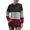 Cor de contraste de cor hoodies hoodies cordão casaco outono inverno moda solta casual mangas compridas moletom 210522
