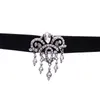 Prix de gros 2021 cristal géométrique pendentif tour de cou large noir velours collier femmes mode bijoux Chokers