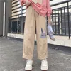 Nomikuma dos desenhos animados coelho broteróy apliques mulheres calças de cintura alta Calças de carga japonês Nova calça Causal tornozelo 6E442 210427