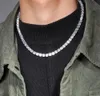 6mm 1 rad Solitaire Tennis Chain Necklace Silver Finish Lab Diamonds Cubic Zircon Earring Men Women Gift SMycken 1622Inch5715572