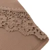 Damska moda Sexy Round Neck Temperament Halter Lace Long Rękaw Top Khaki T-shirt