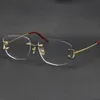 Nieuwe metalen randloze luxe diamantgesneden brillengesneden lezen frames vrouwen brillen grote vierkante brillen met doos 18k gouden mode optica4854708