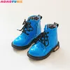 Kinderen Martin Boots PU Lederen Waterdichte Motorfiets Winter Kids Sneeuw Merk Meisjes Prinses Schoenen Rubber 210713