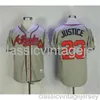 Bordado David Justice, beisebol americano Famous Jersey costurará homens mulheres jovens camisa de beisebol tamanho XS-6xl