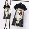 Summer Hit T-shirt Robe pour femmes Vintage Dessin animé Imprimer Mode coréenne O-Cou à manches courtes Casual Robes lâches 210428