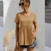 T-shirt d'été pour femmes Top Casual Col V-Col V-Manches courtes All-Match Baby Doll T-shirt Femme Vêtements de mode 210508