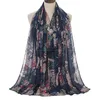 Sciarpa floreale stampata etnica da donna Scialli lunghi in viscosa e avvolgente Sciarpa Hijab da donna Calda sciarpa Pashmina Foulard da donna