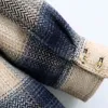 Vintage Vrouw Oversized Plaid Patchwork Lange Wollen Jassen Herfst Winter Mode Dames Zachte Bovenkleding Vrouwelijke Casual Jassen 210515