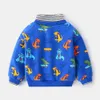 Mudkingdom pojkar sweatshirts långärmad turtleneck pullover barn kläder tecknad dinosaur casual varm 210615