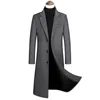 Herrgravrockar 2022 Höst- och vintermode Boutique Casual Business Solid Color Woolen Coat Thicken Warm Long Jacket Vio22