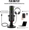 RG1 USB Streaming Microphone Computer Condenser PC Mic with Mute Button Perceptible Noise-Reducing RGB Lighting for Gaming